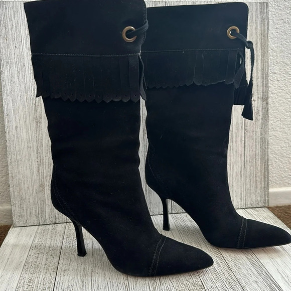 Vince Camuto IMAGINE Suede All leather Western style Fringe/Tassels High Heel - Picture 7 of 9